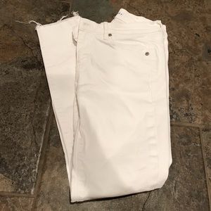 LOFT White Modern Skinny Jeans with Frayed Hems